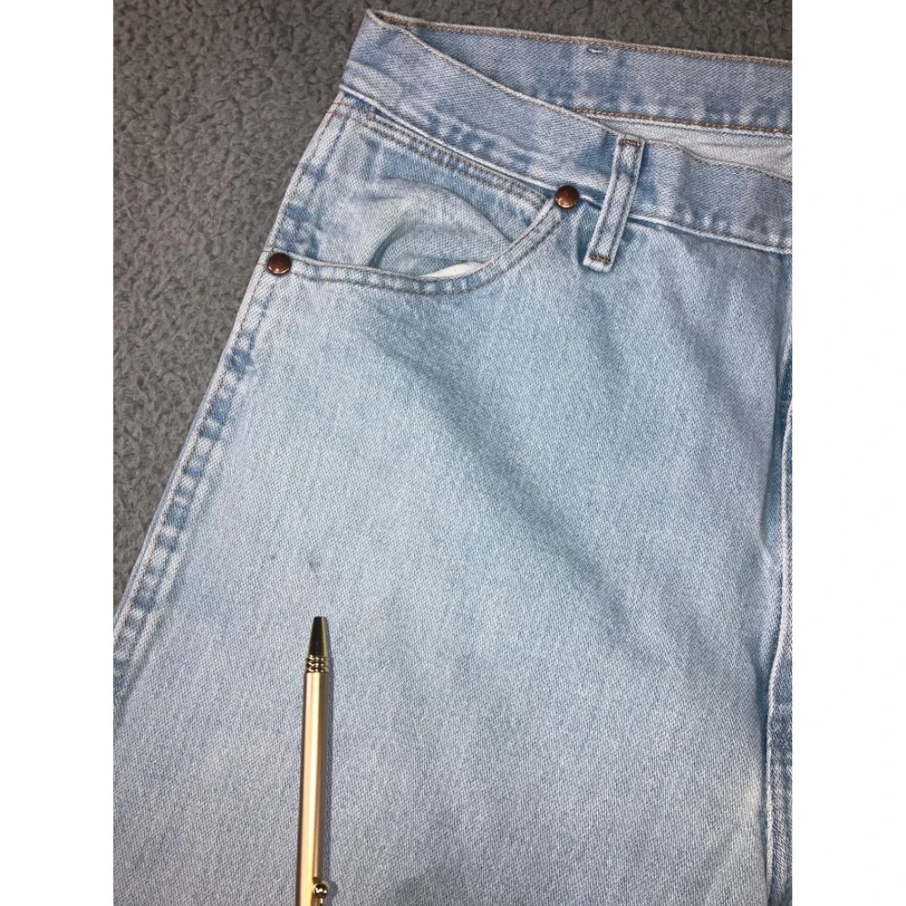 Wrangler Jeans Men 34x35 Cowboy Light‎ Wash Straight Leg Heavyweight Denim Pants